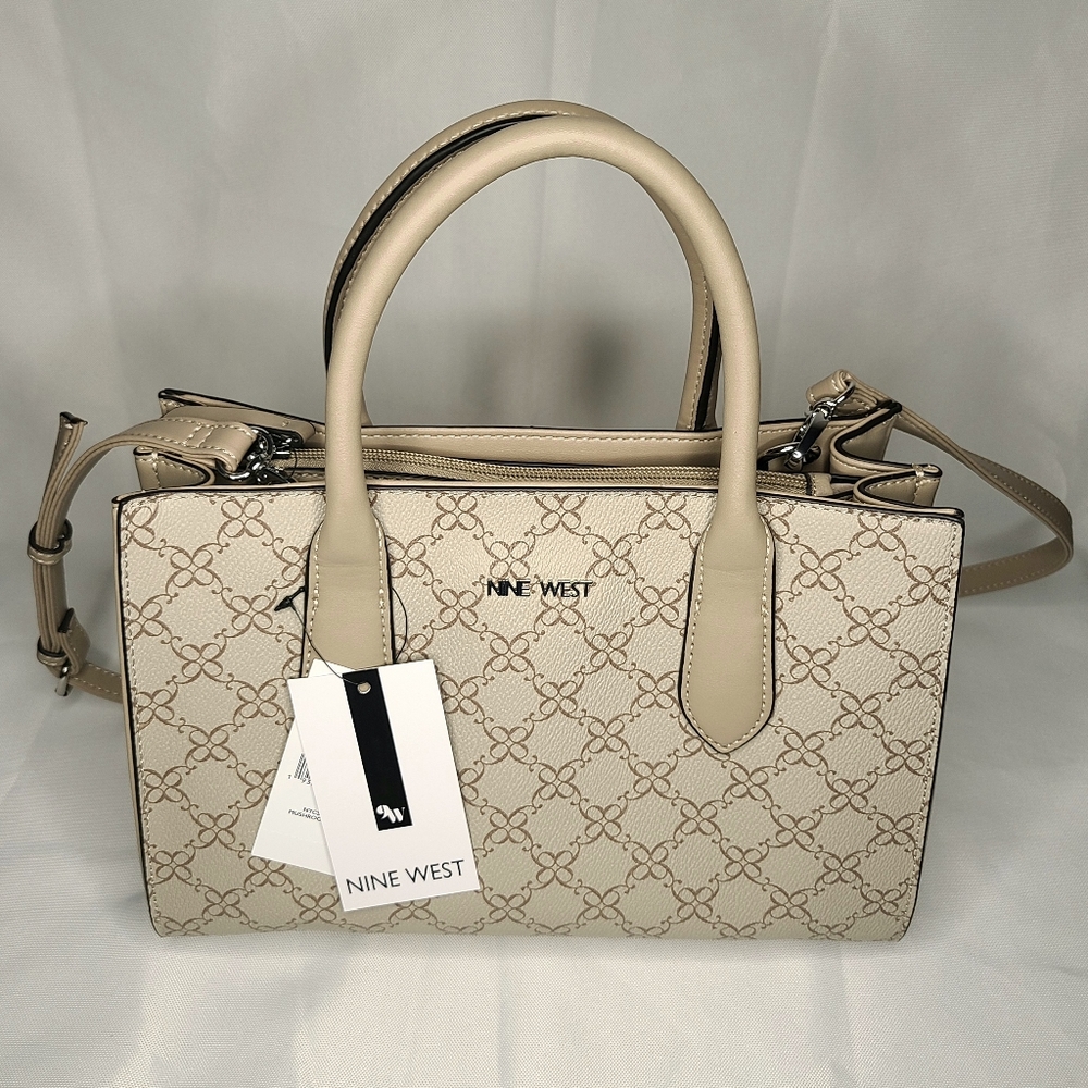 Nine West Allyce Handbag Purse  NYC532906 Mushroom Logo Triple Entry Slip Pocket